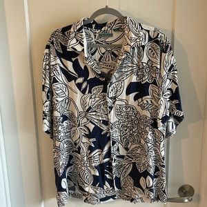 Navy and white Hawaiian/resort shirt